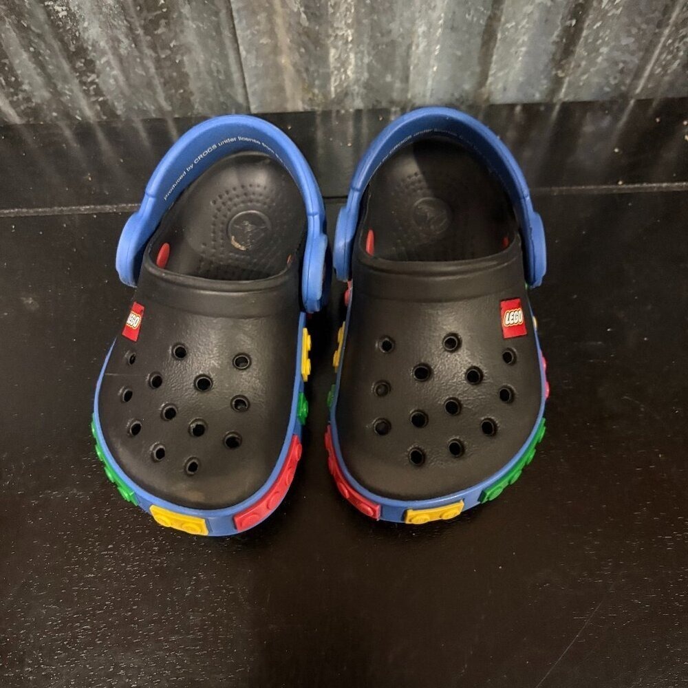 Crocs Classic Legos Black Slip On Clogs Baby Toddler Size C 4/5
